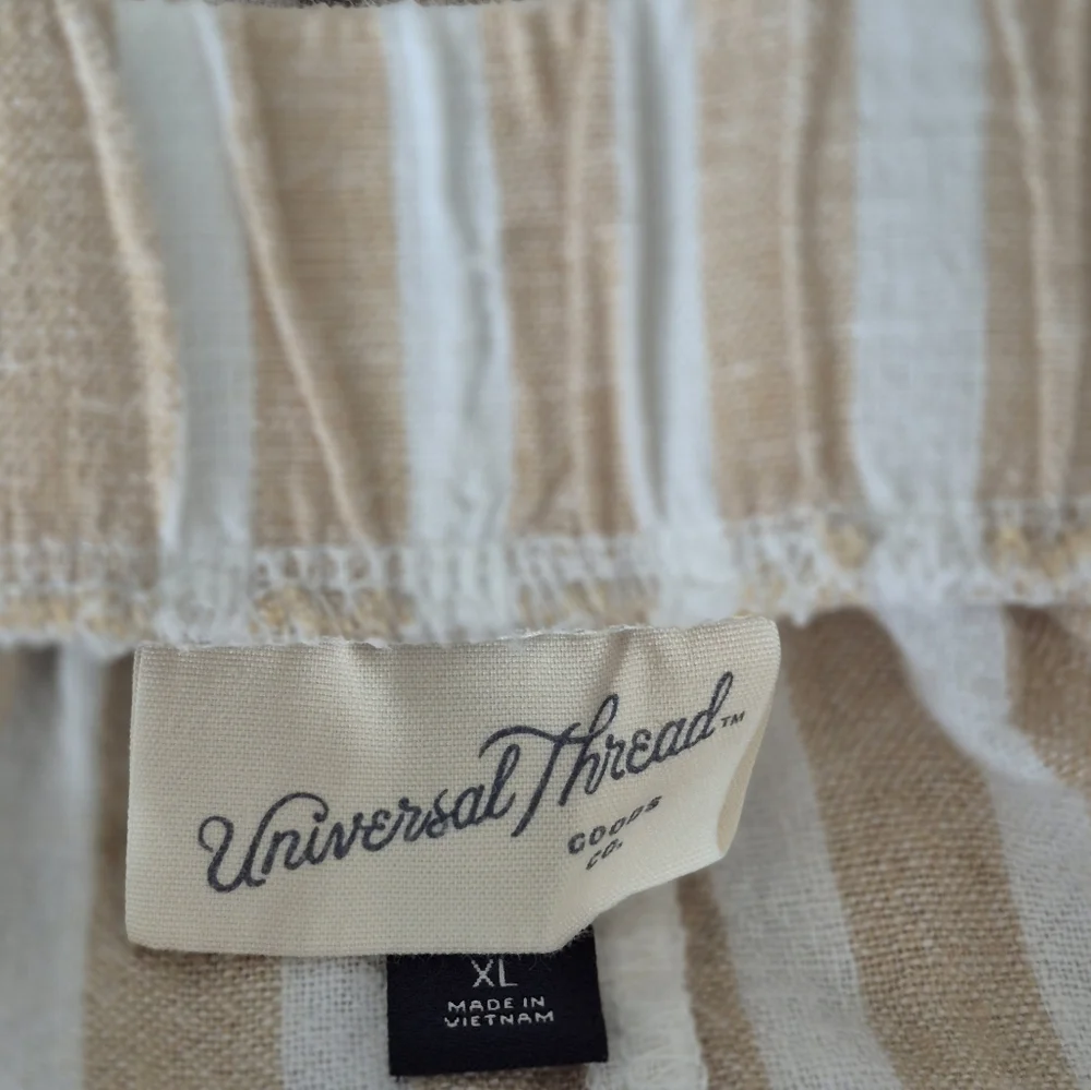 Striped and Solid Tan Shorts 2 In Set